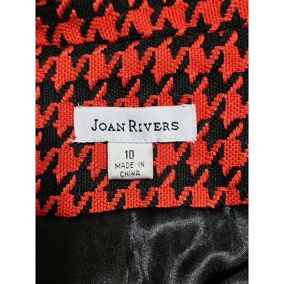 Joan Rivers Women's Size 10 Red & Black Houndstooth Print Blazer Elbow Patches - Picture 12 of 12